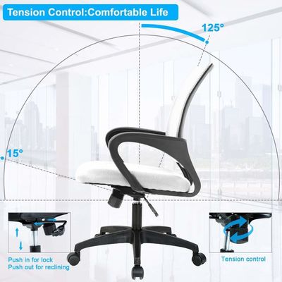 ALINUNU White Mesh Executive Chair με πλάτη στήριξης και μηχανισμό πεταλούδας
