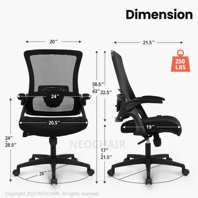 Φλιπ-απ Armrest Mesh Εκτελεστικό Λυμάνι Υποστήριξη Στρογγυλή Καρέκλα για το Εσωτερικό Γραφείο από Alinunu