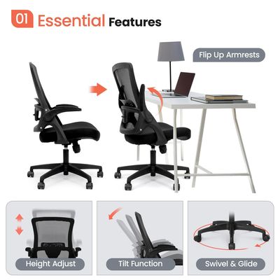Φλιπ-απ Armrest Mesh Εκτελεστικό Λυμάνι Υποστήριξη Στρογγυλή Καρέκλα για το Εσωτερικό Γραφείο από Alinunu