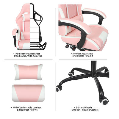 ALINUNU Gaming Chair Προσαρμόζεται ύψος Προσαρμόζεται με στήριξη οσφυϊκής στήριξης και υποστήριξη ποδιών