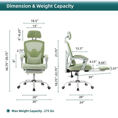 27.56&quot;D x 18.5&quot;W x 47.8&quot;H Back Mesh Rolling Swivel Chair για εργονομικά γραφεία