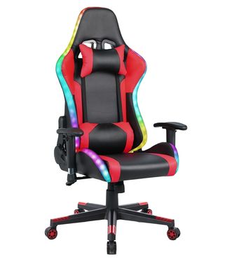 ALINUNU Προσαρμόσιμη δερμάτινη RGB καρέκλα παιχνιδιού με LED φωτεινή μπάρα και υλικό υφάσματος
