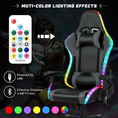 27.5&quot;D x 27.5&quot;W x 46.5&quot;H Gaming Swivel Chair με LED Light Bar και λειτουργία μασάζ