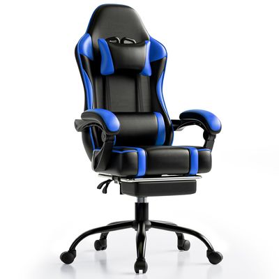 ALINUNU 2024 PC Racing Gaming Chair Προσαρμόσιμο δερμάτινο ξαπλώστρο και υποστήριγμα ποδιών συμπεριλαμβανομένων
