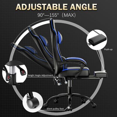 ALINUNU 2024 PC Racing Gaming Chair Προσαρμόσιμο δερμάτινο ξαπλώστρο και υποστήριγμα ποδιών συμπεριλαμβανομένων