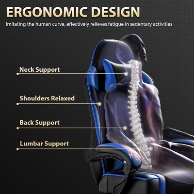 ALINUNU 2024 PC Racing Gaming Chair Προσαρμόσιμο δερμάτινο ξαπλώστρο και υποστήριγμα ποδιών συμπεριλαμβανομένων