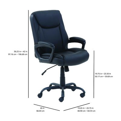 26&quot;D x 23.75&quot;W x 42&quot;H Μεσαία πλάτη καθαρό PU Καρέκλα Γραφείου Υπολογιστικού Τραπέζιου με 3 ανελκυστήρες αερίου