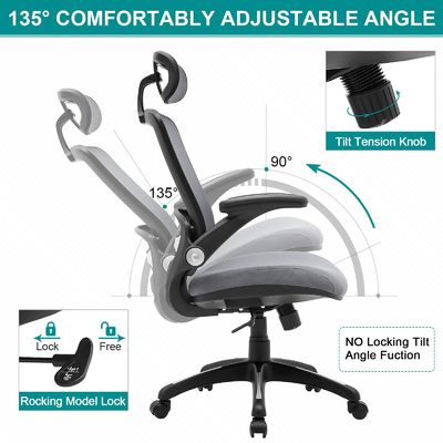 Ρυθμιζόμενο ύψος High Back Mesh Desk Chair με Flip-Up Arms και μοντέρνο στυλ σχεδιασμού