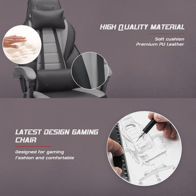 Σύγχρονη σχεδίαση Racing Style Game Chair με υποστήριγμα ποδιών και υποστήριγμα κεφαλιού προσαρμοσμένο χρώμα