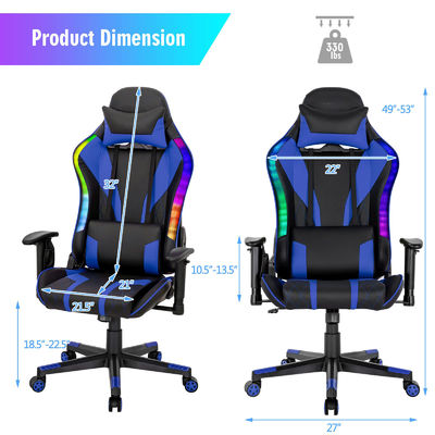 ALINUNU Metal Type Aluminum Racing Ergonomic Gaming Chair με ρυθμιζόμενο οσφυϊκό στήριγμα