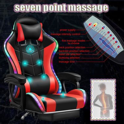 7-Point Massage Computer Office Gaming Mesh Chair με RGB φώτα και ρυθμιζόμενο ύψος