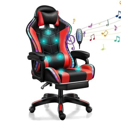 Καρέκλα παιχνιδιού RGB με ομιλητές μασάζ 7 σημείων και φως LED σε συνθετικό δέρμα