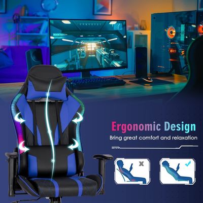 Σύνθετο δέρμα RGB καρέκλα παιχνιδιού με RGB LED φώτα 27 &quot;D x 27&quot; W x 53&quot;H ρυθμιζόμενο
