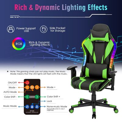 Η άνετη εργονομική καρέκλα παιχνιδιών RGB με ρυθμιζόμενο σχεδιασμό και RGB LED φώτα