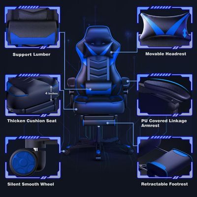 Λειτουργικός μηχανισμός Alinunu Gaming Chair με υποστήριξη ποδιών Υποστήριξη κεφαλιού και στήριξη οσφυϊκής στήλης