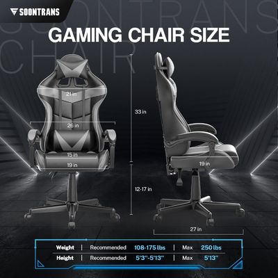 Πάρτε την Ultimate Gaming Experience PU Gaming Chair με μασάζ 33&quot;D x 24&quot;W x 49.2&quot;H