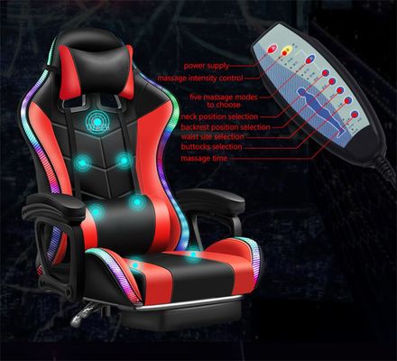 ALINUNU PC Massage Gaming Chair Swivel Racing LED Chair με ομιλητές και οσφυϊκό μαξιλάρι