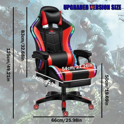ALINUNU PC Massage Gaming Chair Swivel Racing LED Chair με ομιλητές και οσφυϊκό μαξιλάρι