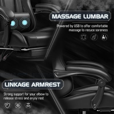 41.9 λίβρες Βίντεο Racing Gaming Chair Εργονομικό Κεφαλοβάτη Γύρισμα καθίσματος 3 ανελκυστήρες αερίου