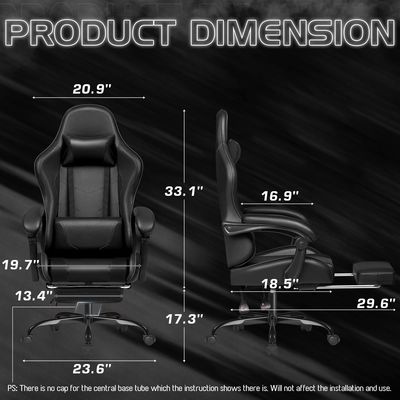 41.9 λίβρες Βίντεο Racing Gaming Chair Εργονομικό Κεφαλοβάτη Γύρισμα καθίσματος 3 ανελκυστήρες αερίου