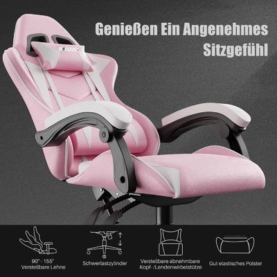 3 Gas Lift Reclining Video Game Chair με στήριγμα κεφαλιού και στήριξη οσφυϊκής στήριξης