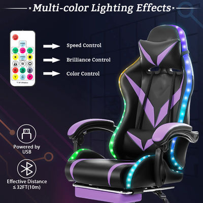 Εργονομική καρέκλα παιχνιδιού RGB με μασάζ και φώτα LED Στυλ περιστρεφόμενης καρέκλας