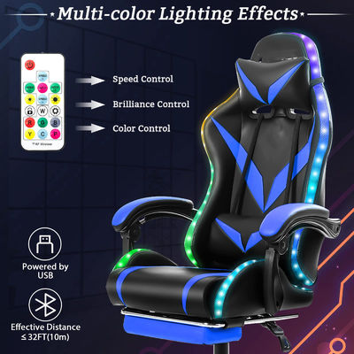 Πολυβινυλοχλωριούχο υλικό πλαισίου RGB καρέκλα παιχνιδιού με μασάζ και φώτα LED τέλεια