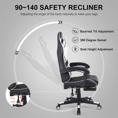 Ανταγωνιστική Iron Metal Computer Racing Gaming Chair με υποστήριξη ποδιών και οσφυϊκή στήριξη