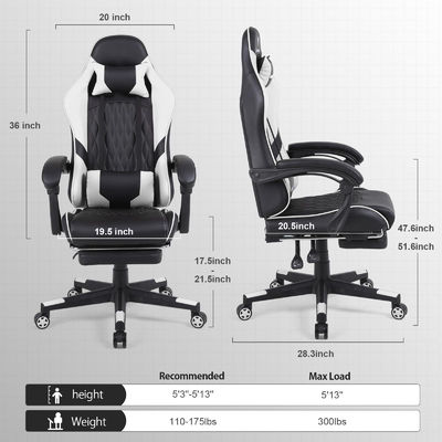 Ανταγωνιστική Iron Metal Computer Racing Gaming Chair με υποστήριξη ποδιών και οσφυϊκή στήριξη