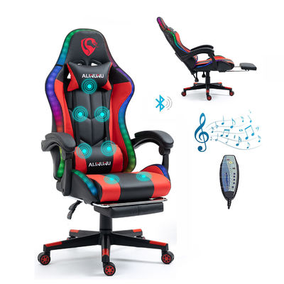 Ρυθμίσιμο ύψος Armrest RGB LED Gaming Chair με στυλ γυρισμού μασάζ και ηχεία
