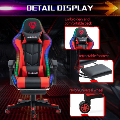 Ρυθμίσιμο ύψος Armrest RGB LED Gaming Chair με στυλ γυρισμού μασάζ και ηχεία