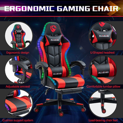 Ρυθμίσιμο ύψος Armrest RGB LED Gaming Chair με στυλ γυρισμού μασάζ και ηχεία
