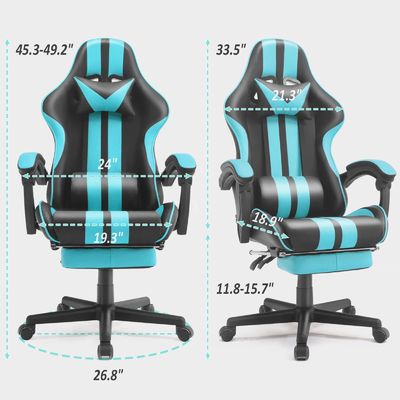 Ρυθμίσιμη ύψος PC Game Computer Chair με υποστήριξη κεφαλαίου και υποστήριξη ποδιών