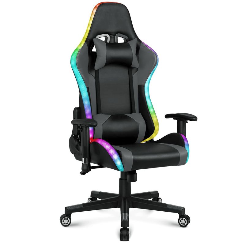 27.5&quot;D x 27.5&quot;W x 46.5&quot;H Gaming Swivel Chair με LED Light Bar και λειτουργία μασάζ