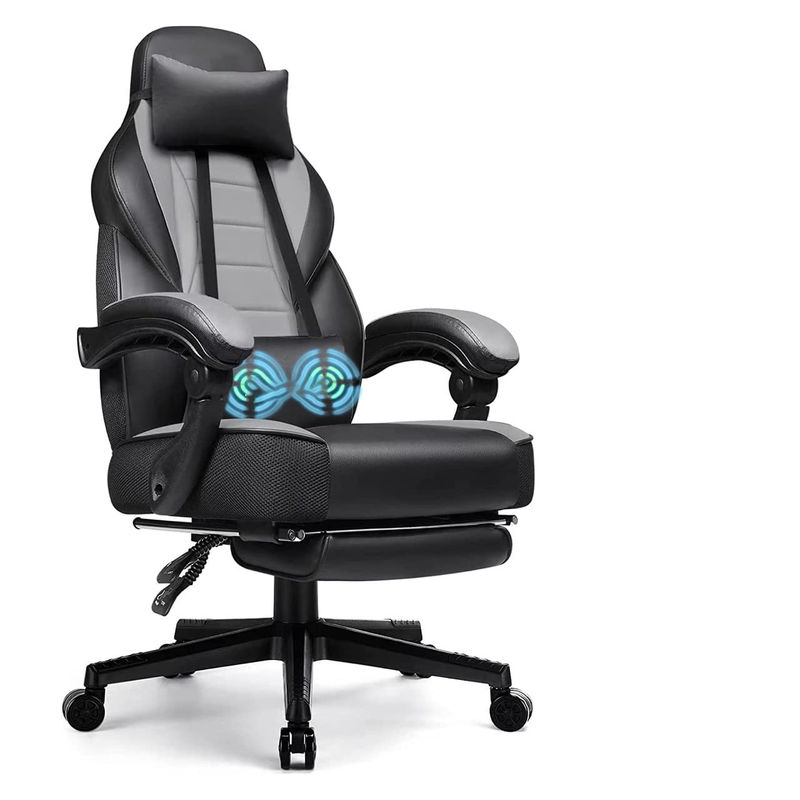 Σύγχρονη σχεδίαση Racing Style Game Chair με υποστήριγμα ποδιών και υποστήριγμα κεφαλιού προσαρμοσμένο χρώμα