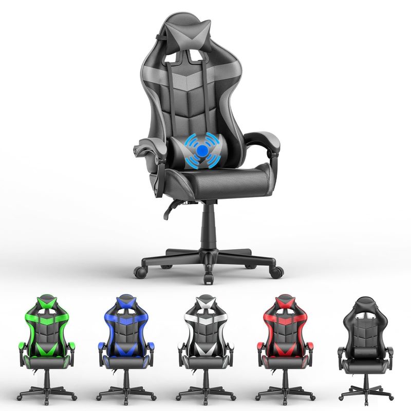 Πάρτε την Ultimate Gaming Experience PU Gaming Chair με μασάζ 33&quot;D x 24&quot;W x 49.2&quot;H