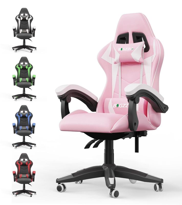 3 Gas Lift Reclining Video Game Chair με στήριγμα κεφαλιού και στήριξη οσφυϊκής στήριξης